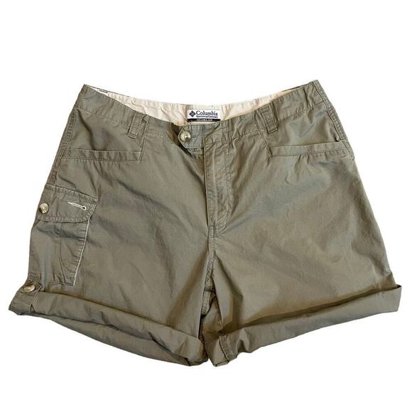 Columbia army green cotton cargo utility shorts roll tab hem size 10 - Picture 4 of 11